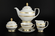 Фарфоровый чайный сервиз Falkenporzellan Constanza Diamond White Gold 6 персон 17 предметов