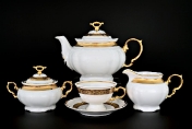 Фарфоровый чайный сервиз на 6 персон Thun Мария Луиза золотая лента 17 предметов
