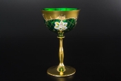 Комплект стеклянных креманок для мартини 200 мл Лепка зеленая U-R золотая ножка (6 шт)