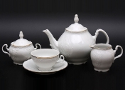 Фарфоровый чайный сервиз на 6 персон Bernadotte Белый узор 17 предметов
