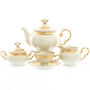 Фарфоровый чайный сервиз Thun Мария Луиза золотая лента Ivory 6 персон 17 предметов