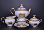 Фарфоровый столово-Фарфоровый чайный сервиз Carlsbad Ромео Золотой орнамент Красный 6 персон