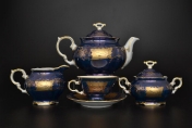 Фарфоровый чайный сервиз на 6 персон 17 предметов Мария Луиза Кленовый лист Синний