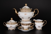 Фарфоровый чайный сервиз на 6 персон 17 предметов Мария Луиза Лист Бежевый