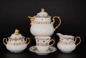 Фарфоровый чайный сервиз Thun Менуэт Золотой орнамент Натали 6 персон 17 предметов