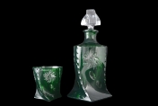 Комплект для виски Bohemia Quadro Зеленый Цветной хрусталь 7 предметов (Графин 1,2л Стаканы 300мл)