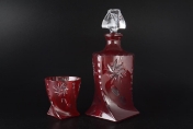 Комплект для виски Bohemia Quadro 7 предметов Красный Цветной хрусталь