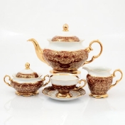 Фарфоровый чайный сервиз на 6 персон 17 предметов Красный лист Sterne porcelan