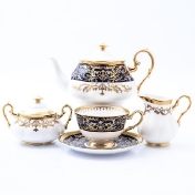 Фарфоровый чайный сервиз Prouna Clarice Cobalt Gold 6 персон 17 предметов