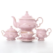 Фарфоровый чайный сервиз на 6 персон 17 предметов Соната Мелкие цветы Розовый фарфор