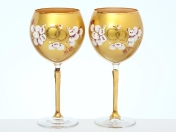 Свадебный Комплект из 2-х бокалов для вино 570 мл Лепка золотая E-S
