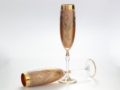 Свадебный Комплект из 2-х бокалов для шампанского Bohemia лепка золотая E-S