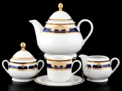 Фарфоровый чайный сервиз на 6 персон 17 предметов Яна Кобальтовая лента