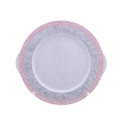 Тарелка для торта Thun Яна Серый мрамор с розовым кантом 27см